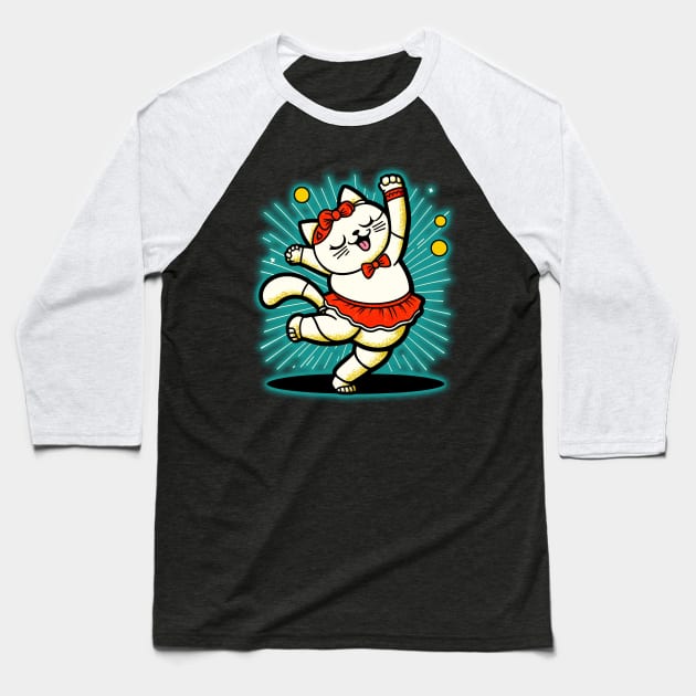 cat dancing Baseball T-Shirt by e-cstm Wild